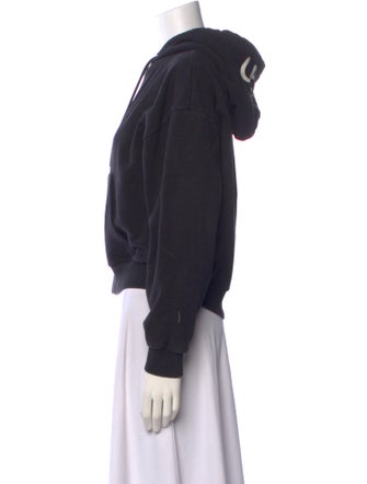 Celine Logo Zip-Up Hooded Crew Neck Sweatshirt