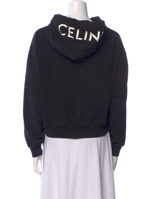 Celine Logo Zip-Up Hooded Crew Neck Sweatshirt