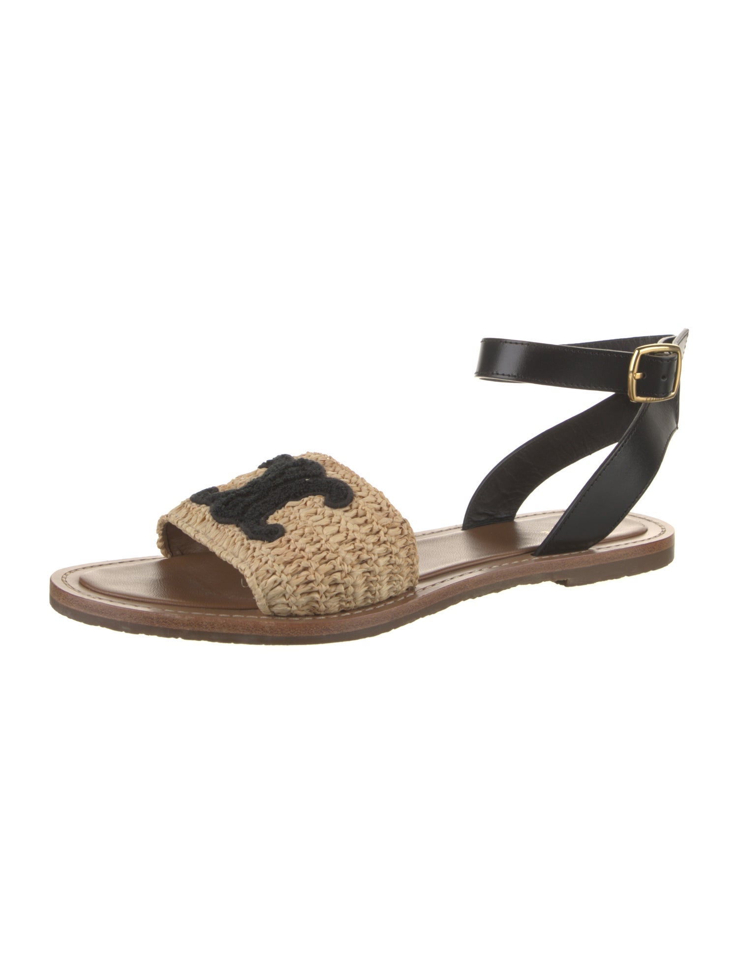 Celine Leather Graphic Print Sandals