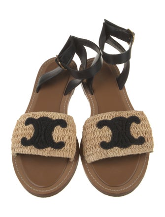 Celine Leather Graphic Print Sandals