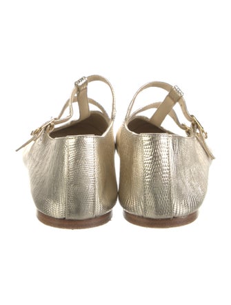 Celine Embossed Leather Mary Jane Flats