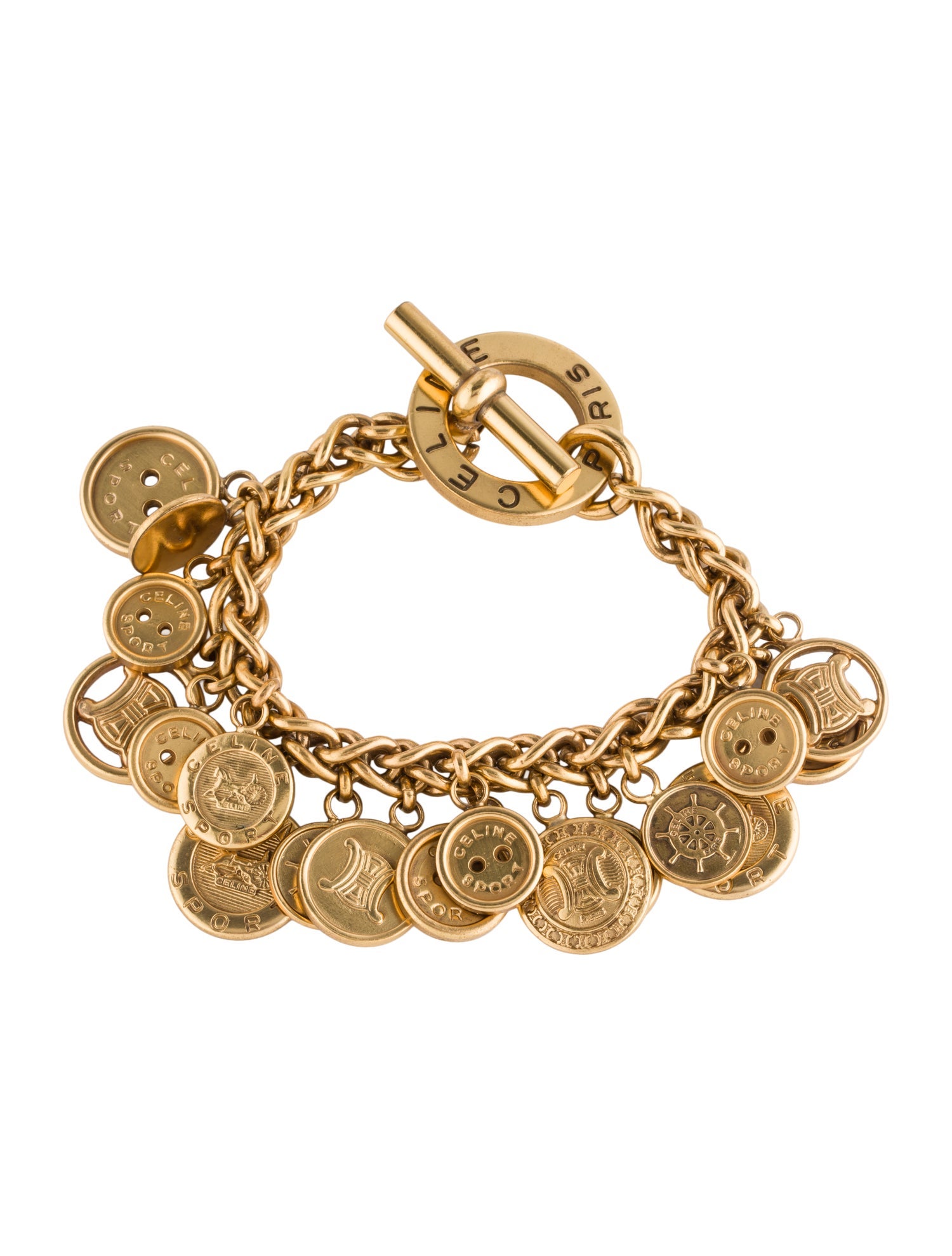 Celine Vintage Triomphe Charm Bracelet