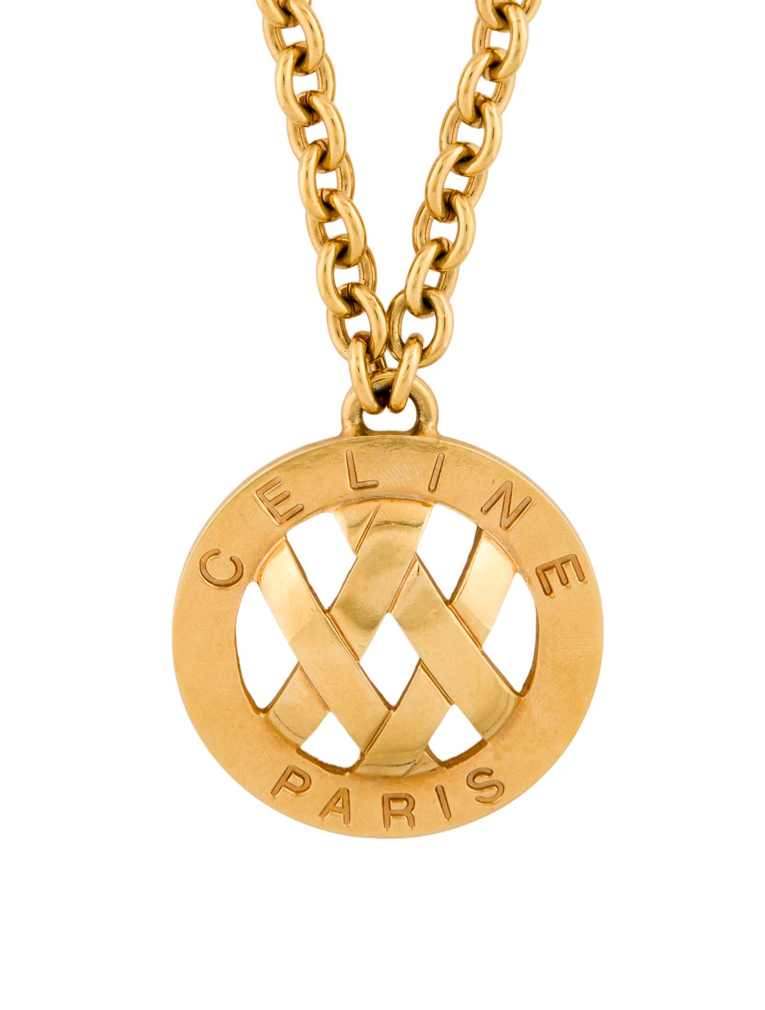 Celine Vintage Woven Pendant Necklace