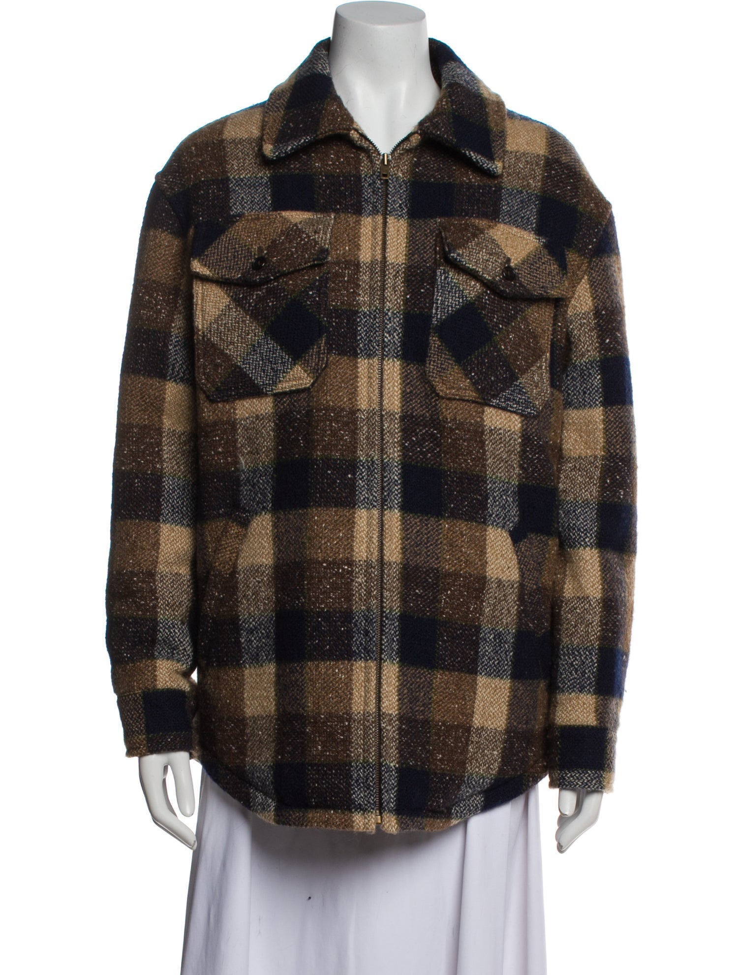 Celine Flannel Print Wool Coat