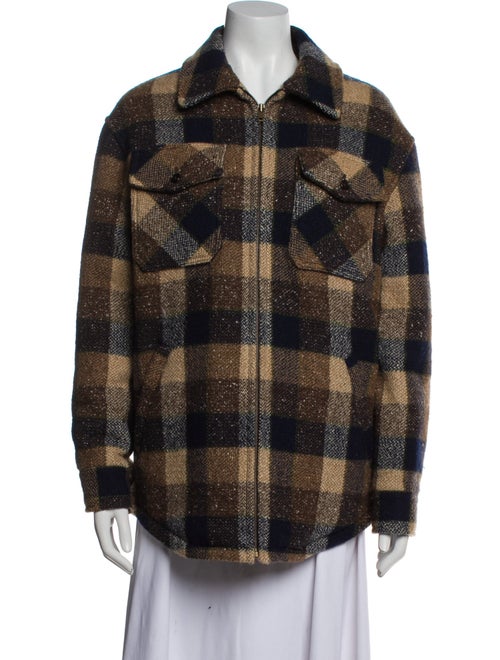 Celine Flannel Print Wool Coat