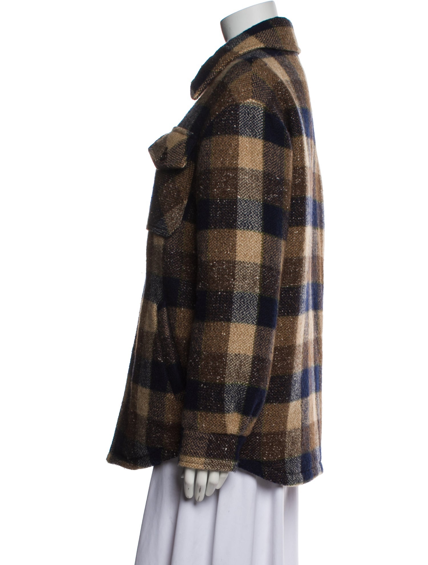 Celine Flannel Print Wool Coat