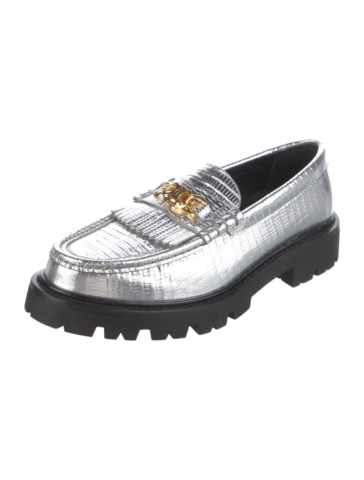 Celine Embossed Leather Loafers