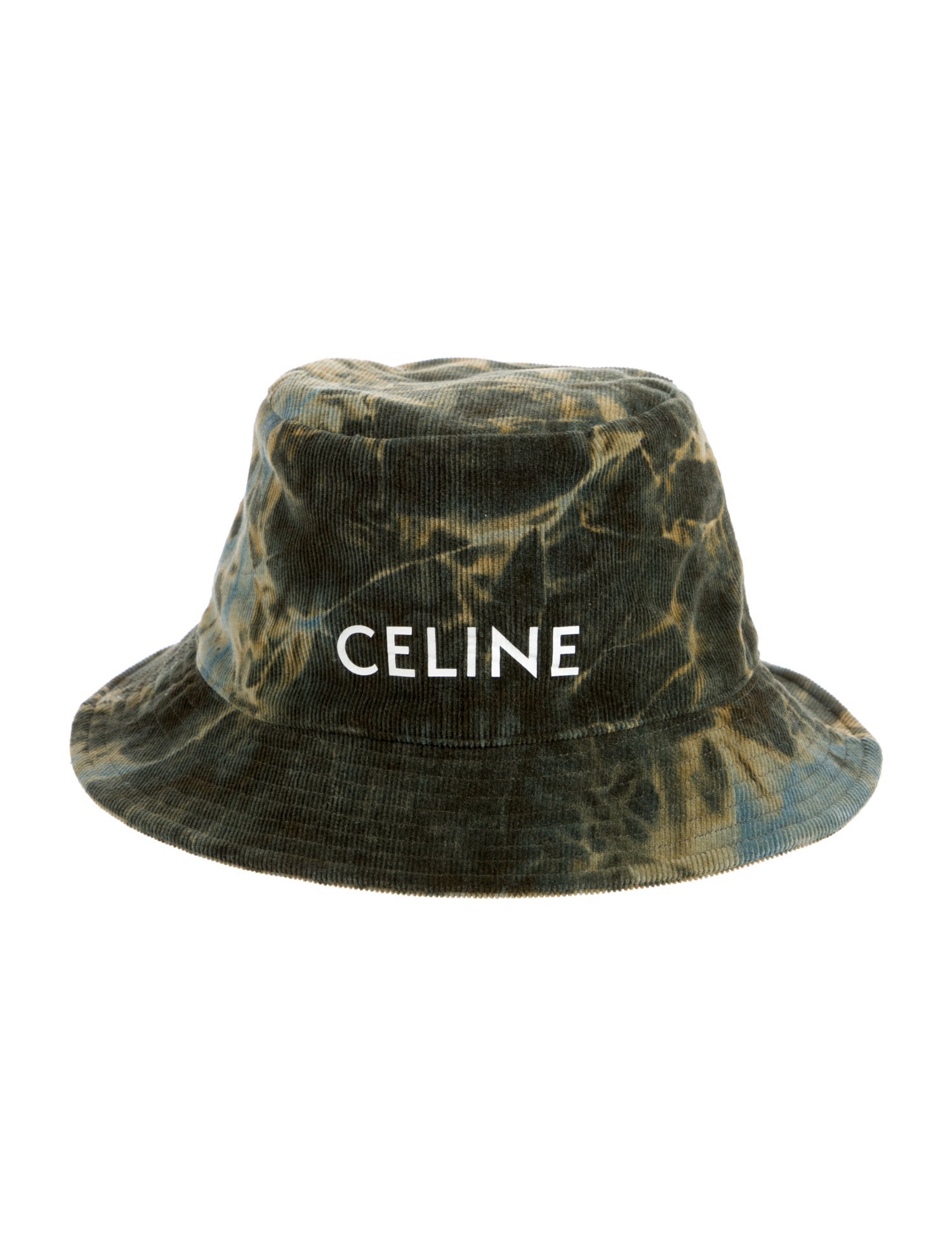 Celine Logo Tie Dyed Corduroy Bucket Hat