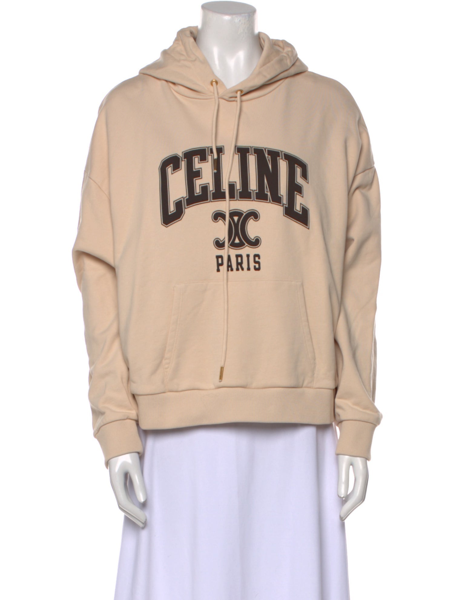 Celine Triomphe Logo Print Hooded Graphic Print Sweatshirt