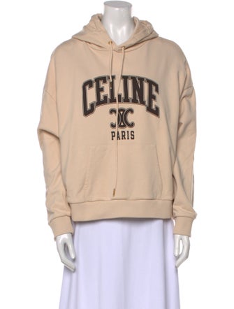 Celine Triomphe Logo Print Hooded Graphic Print Sweatshirt