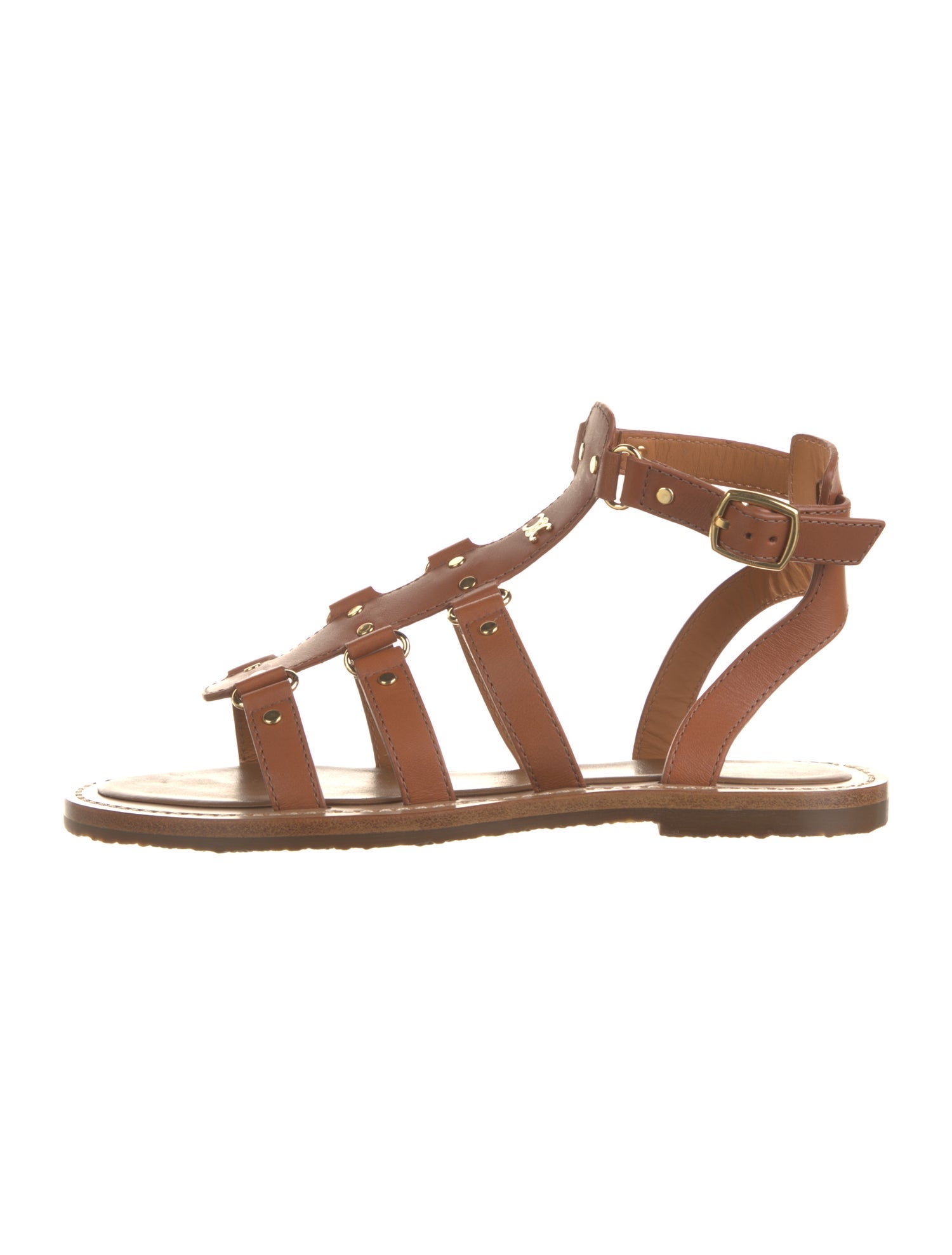 Celine Leather Studded Accents Gladiator Sandals