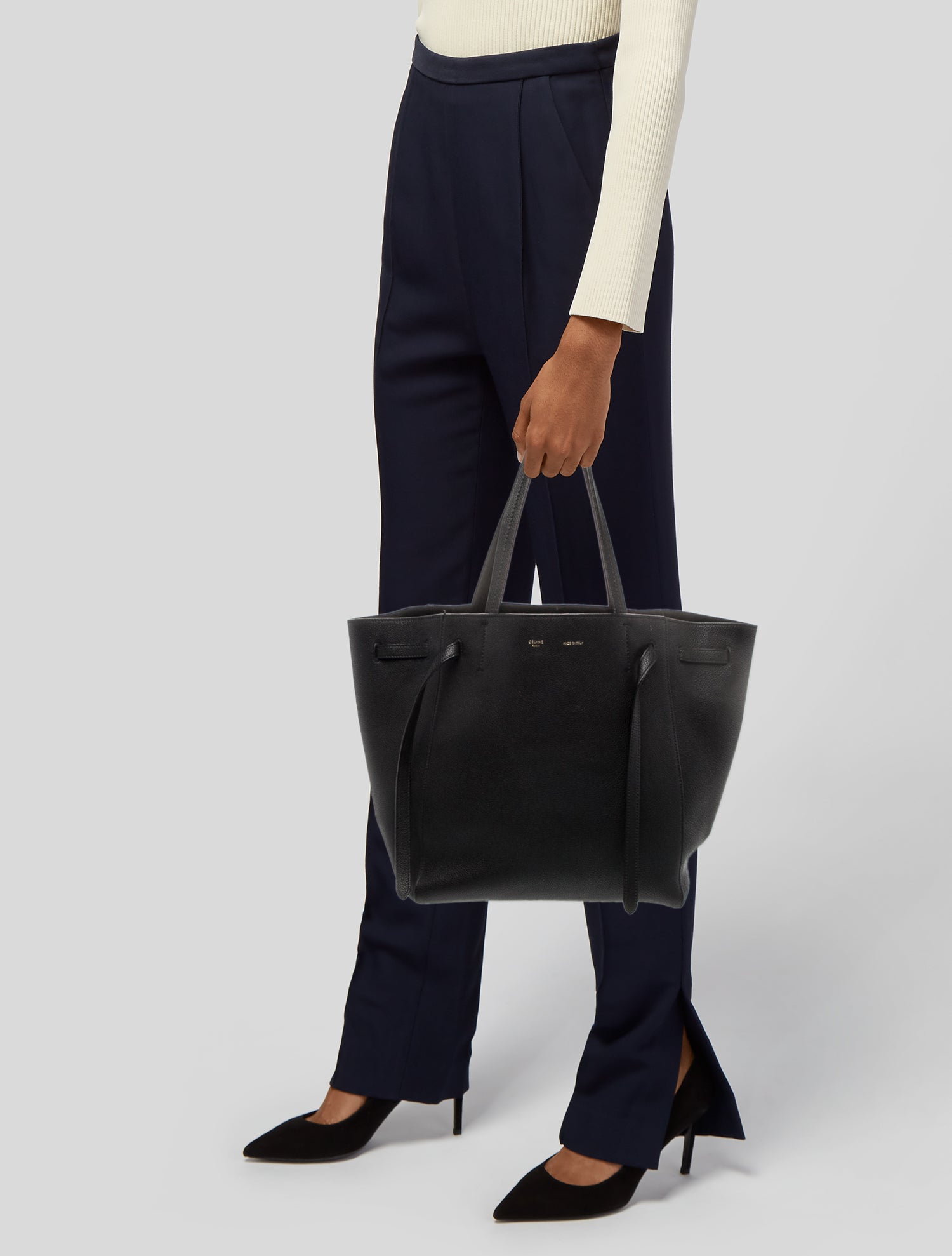 Celine Leather Cabas Phantom w/Belt Small