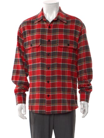 Celine Plaid Print Long Sleeve Shirt