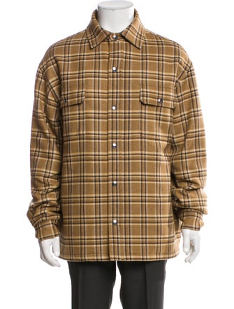 Celine Wool Plaid Print Utility Jacket