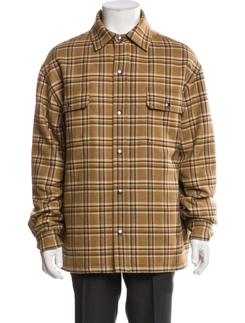 Celine Wool Plaid Print Utility Jacket