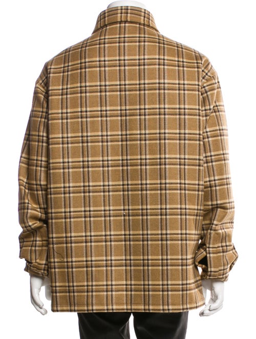 Celine Wool Plaid Print Utility Jacket