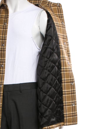 Celine Wool Plaid Print Utility Jacket