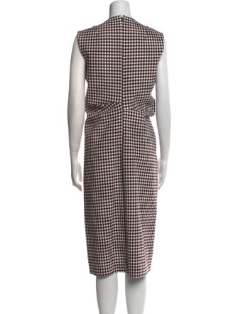 Celine Plaid Print Midi Length Dress