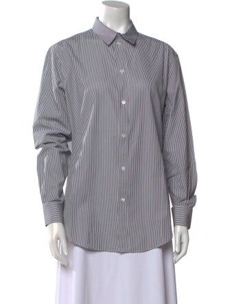 Celine Striped Long Sleeve Button-Up Top