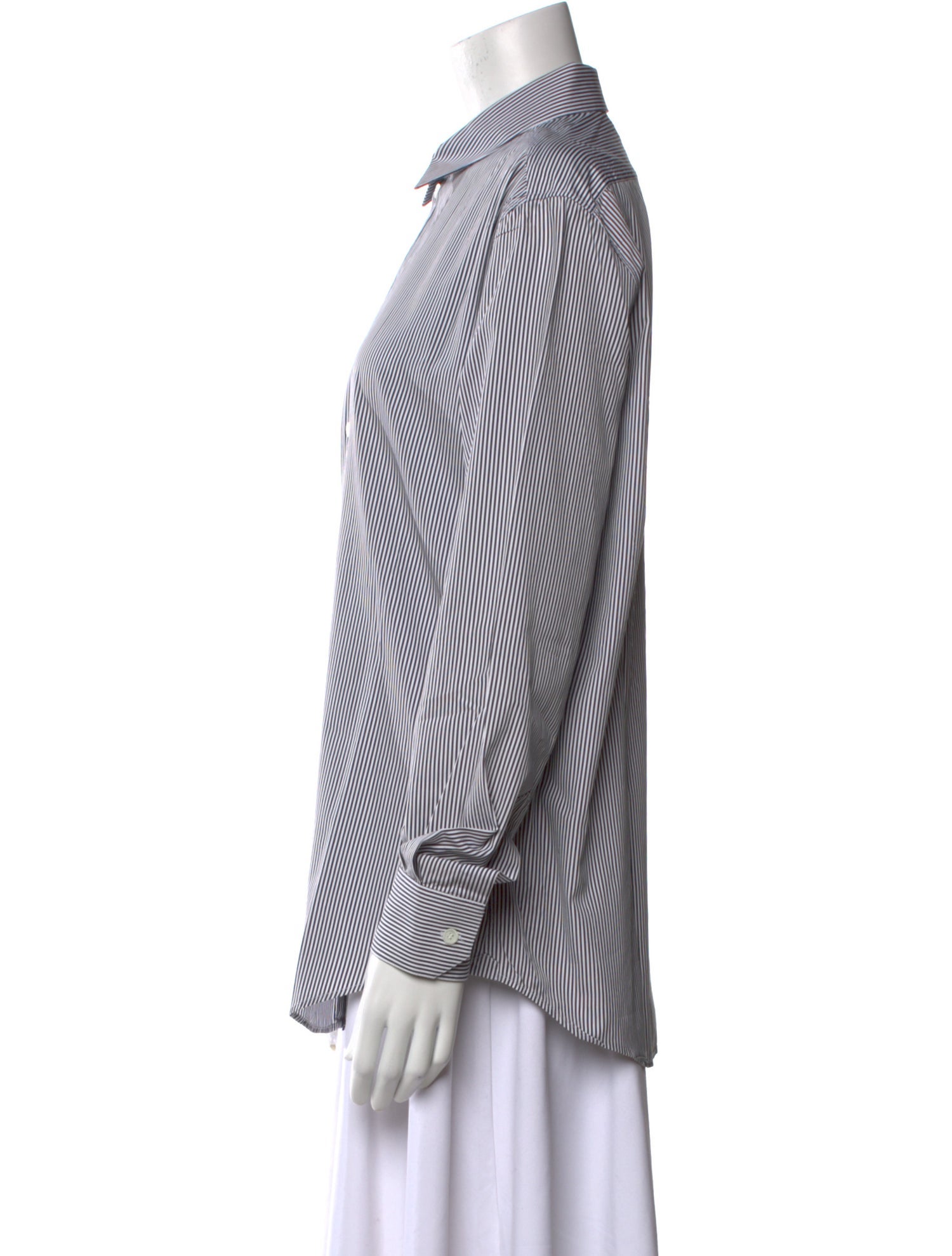 Celine Striped Long Sleeve Button-Up Top