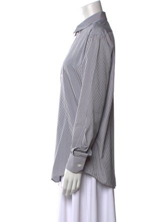 Celine Striped Long Sleeve Button-Up Top