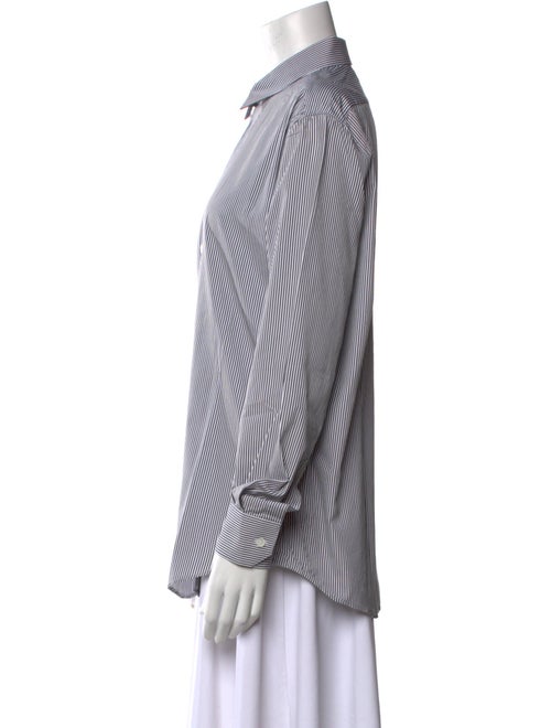 Celine Striped Long Sleeve Button-Up Top