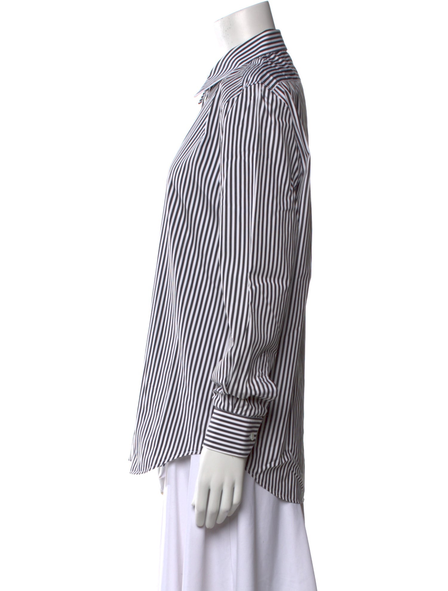 Celine Striped Long Sleeve Button-Up Top