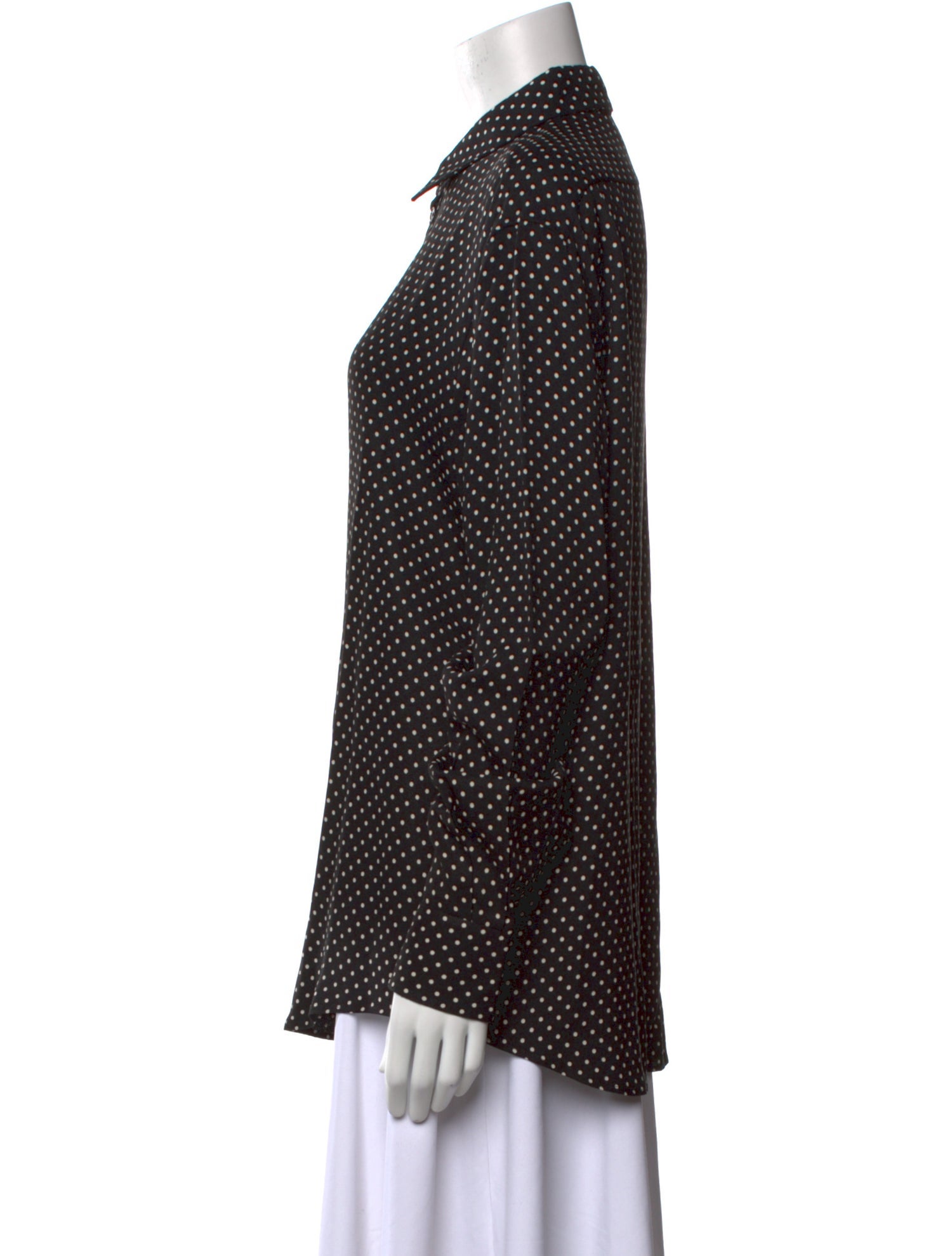 Celine Polka Dot Print Long Sleeve Button-Up Top