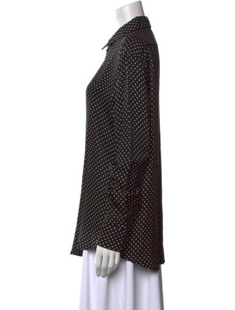 Celine Polka Dot Print Long Sleeve Button-Up Top