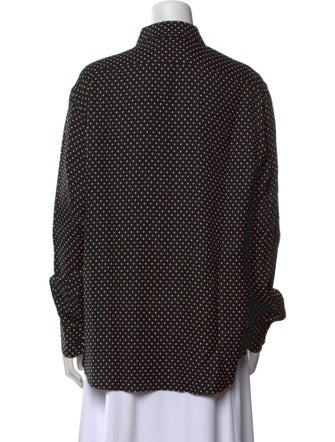 Celine Polka Dot Print Long Sleeve Button-Up Top