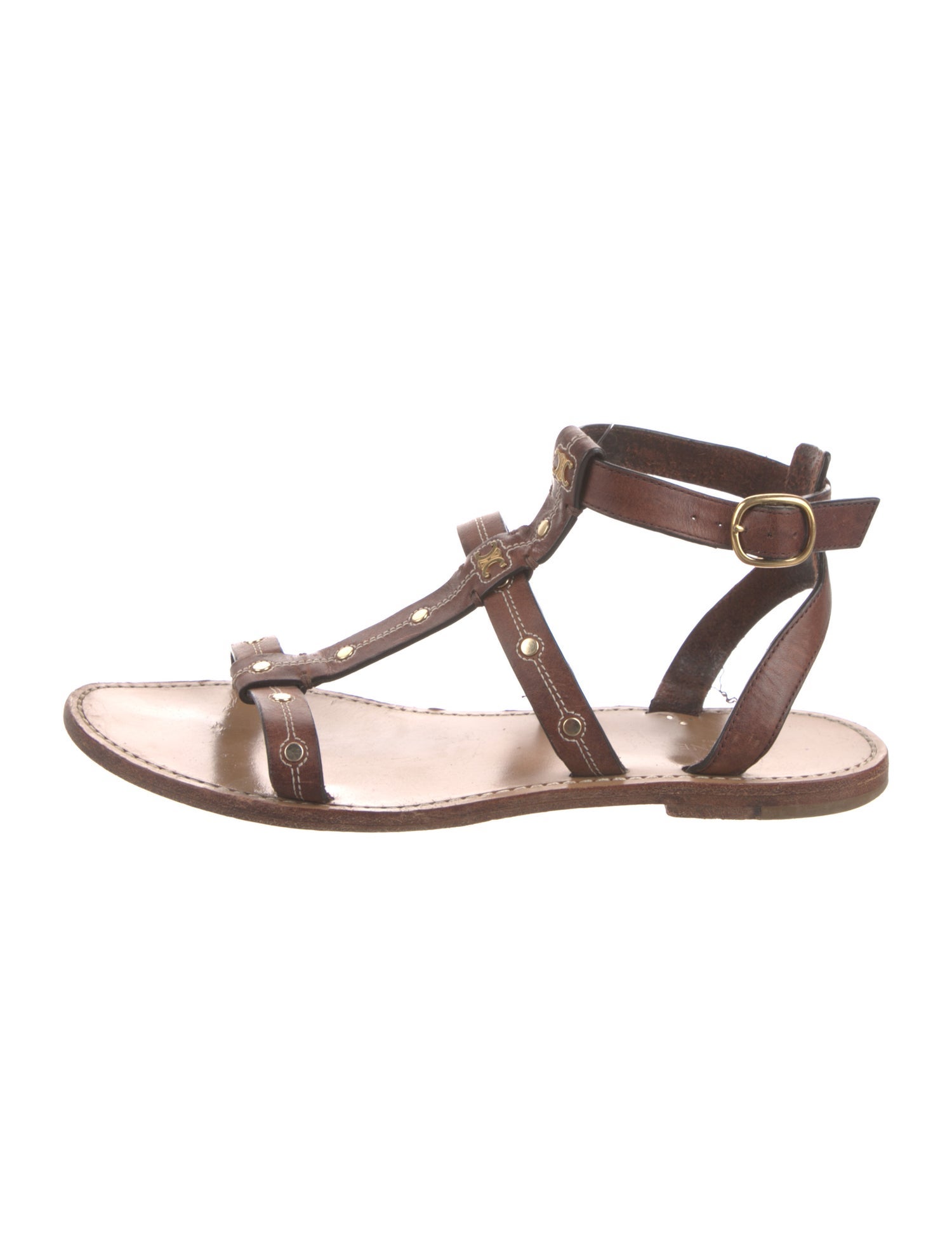 Celine Leather Studded Accents Gladiator Sandals