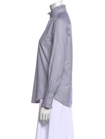 Celine Striped Mock Neck Button-Up Top