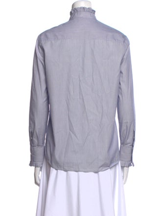 Celine Striped Mock Neck Button-Up Top