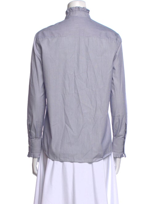 Celine Striped Mock Neck Button-Up Top