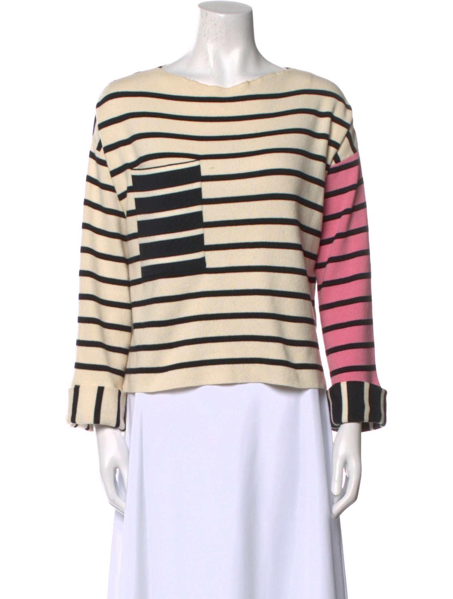 Celine Striped Bateau Neckline Top