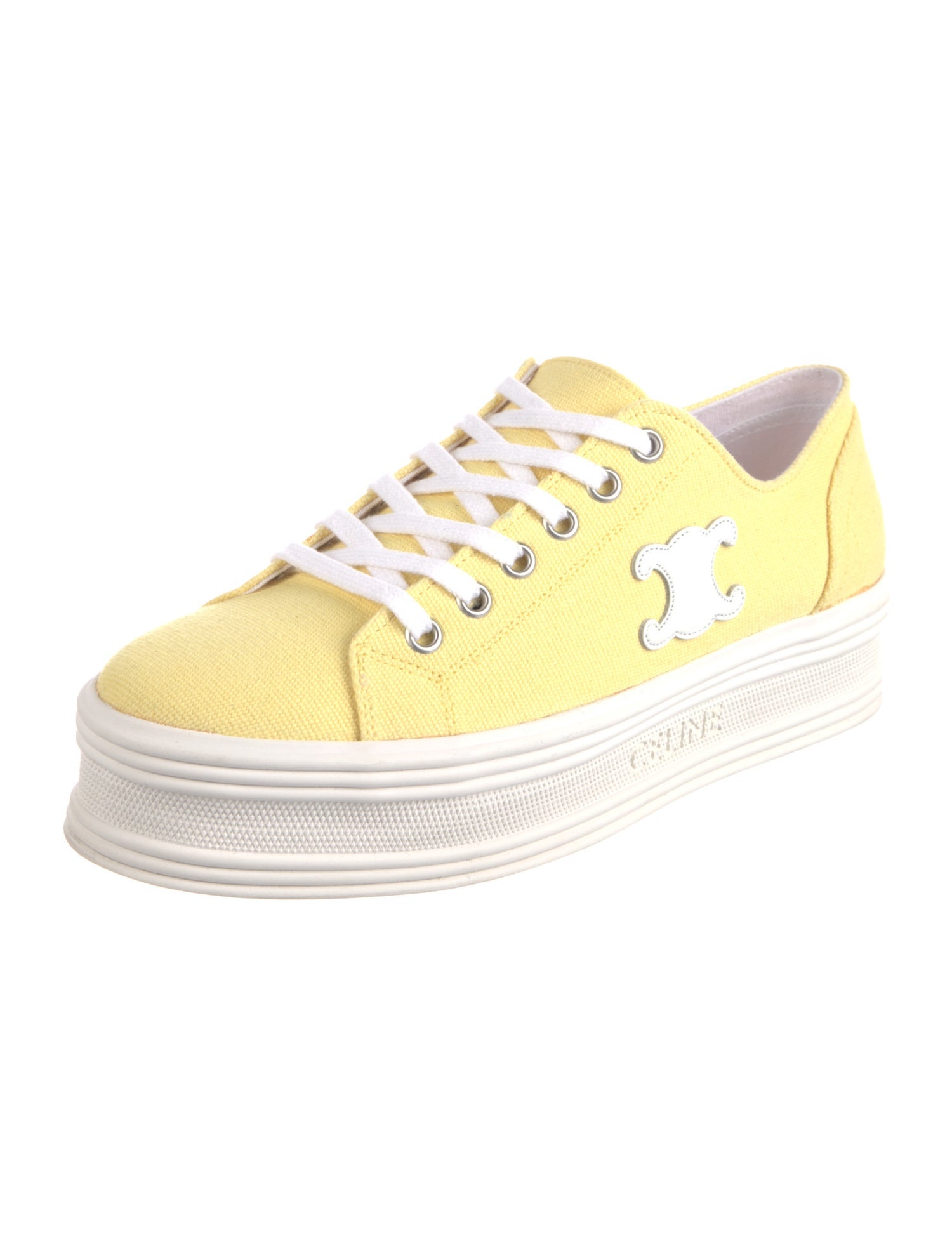 Celine Canvas Leather Trim Embellishment Sneakers