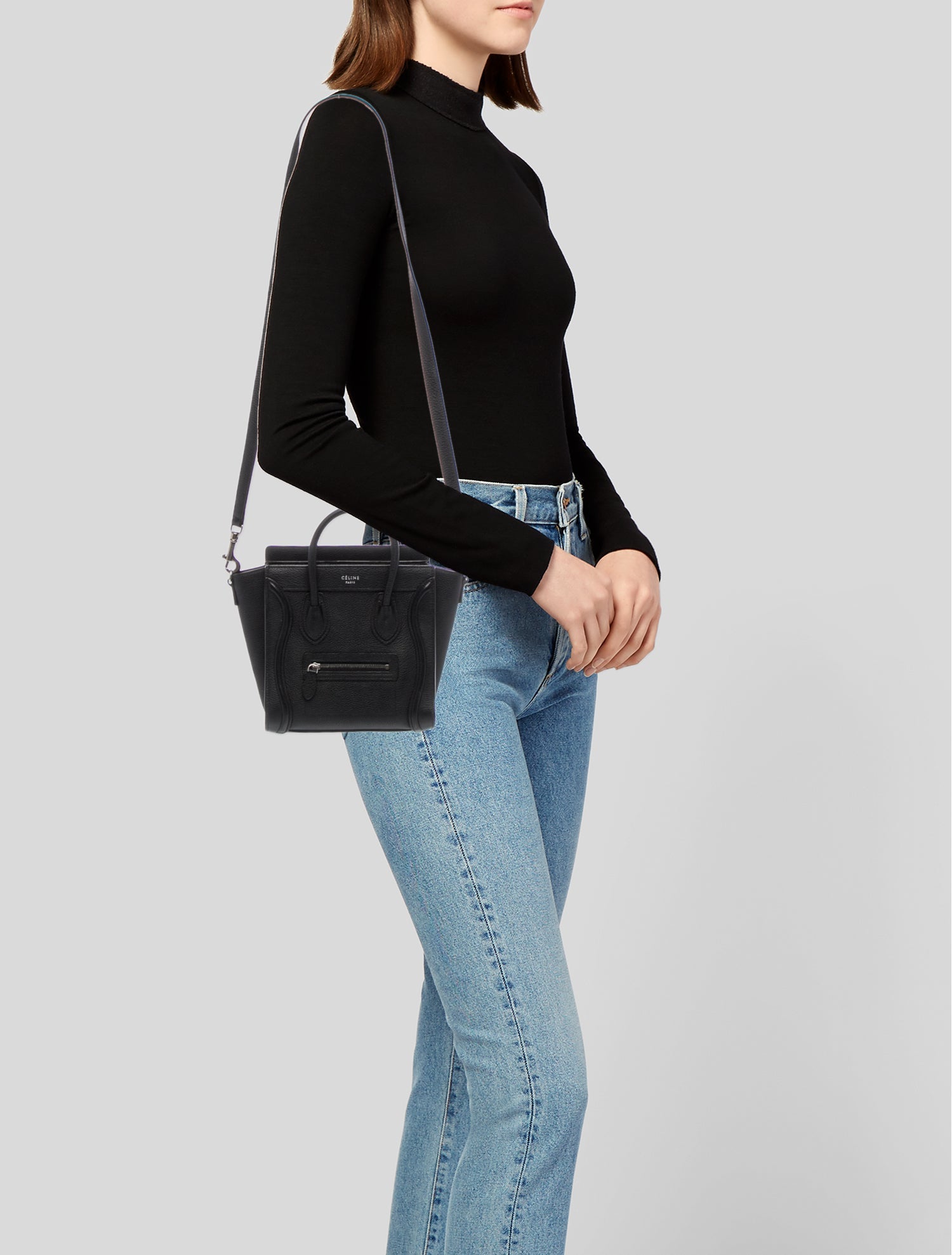 Celine Leather Top Handle Bag Nano