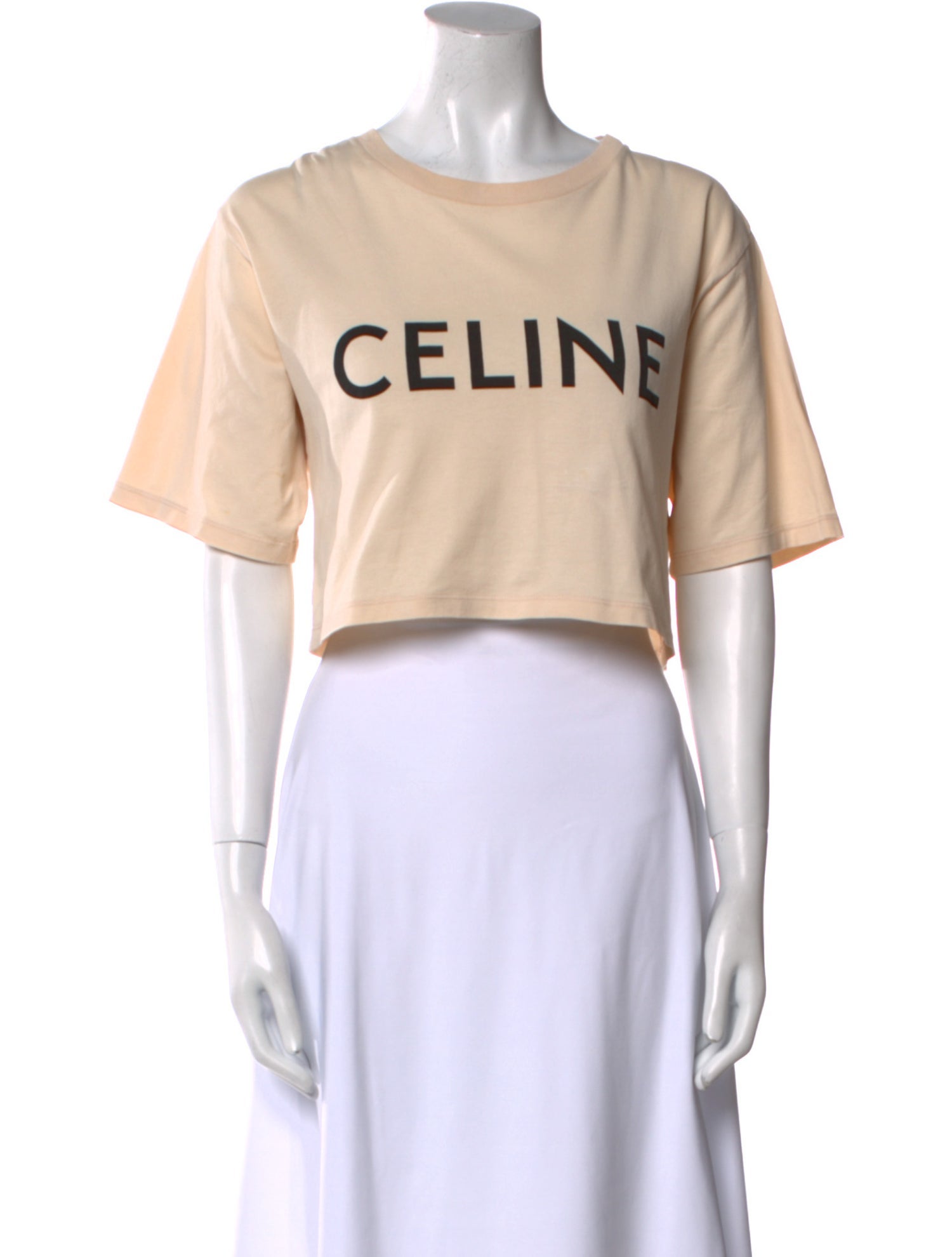 Celine Graphic Print Crew Neck Crop Top