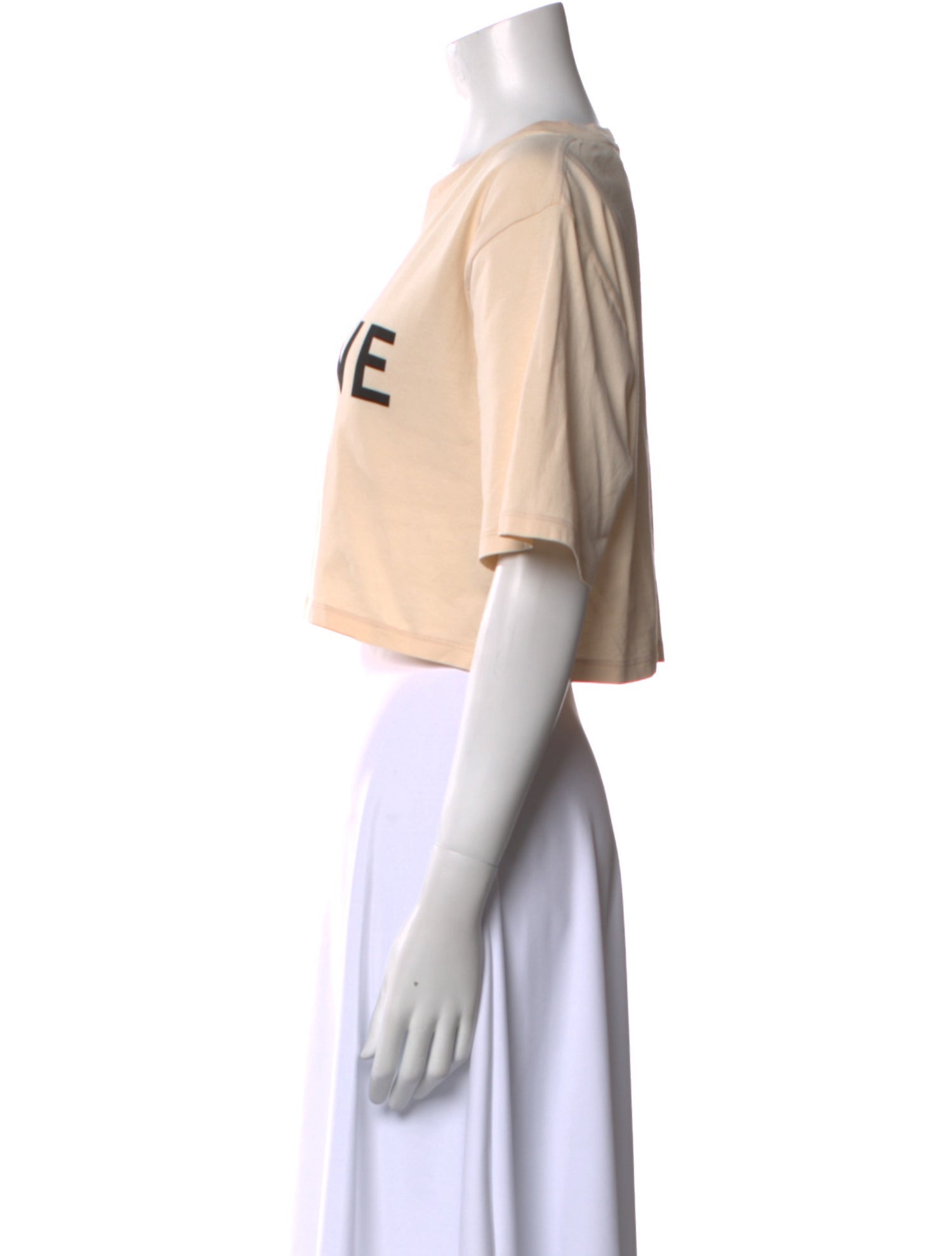 Celine Graphic Print Crew Neck Crop Top