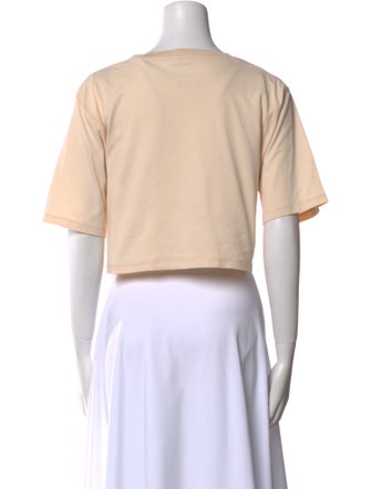 Celine Graphic Print Crew Neck Crop Top