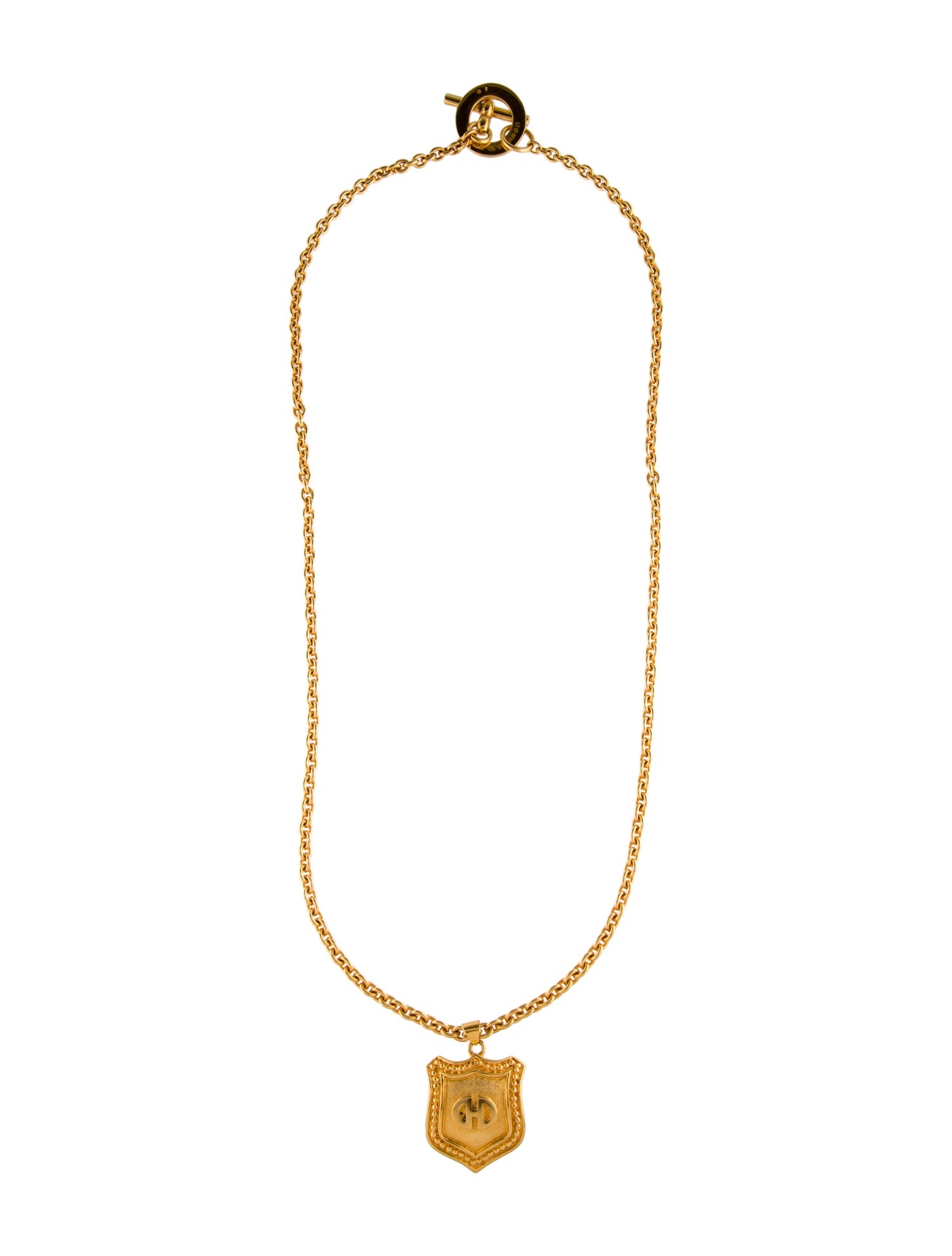 Celine Vintage Shield Pendant Necklace