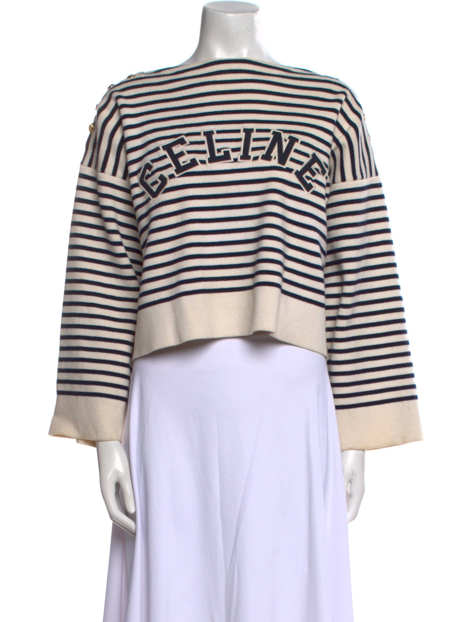 Celine 2022 Striped Cropped Sweater