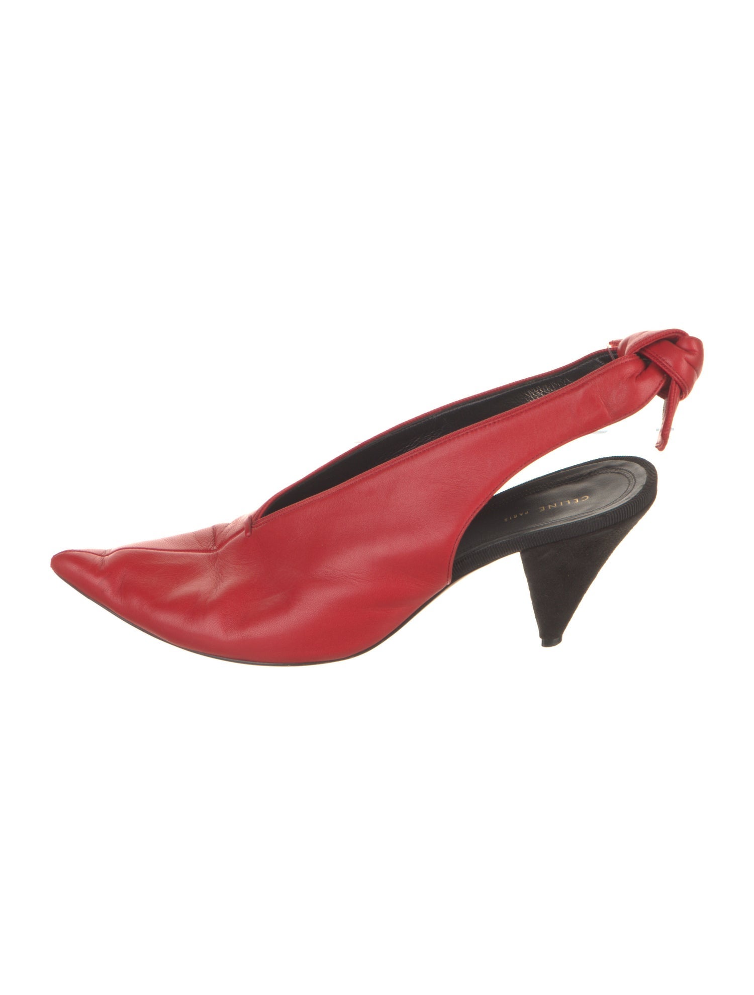 Celine Leather Bow Accents Slingback Pumps