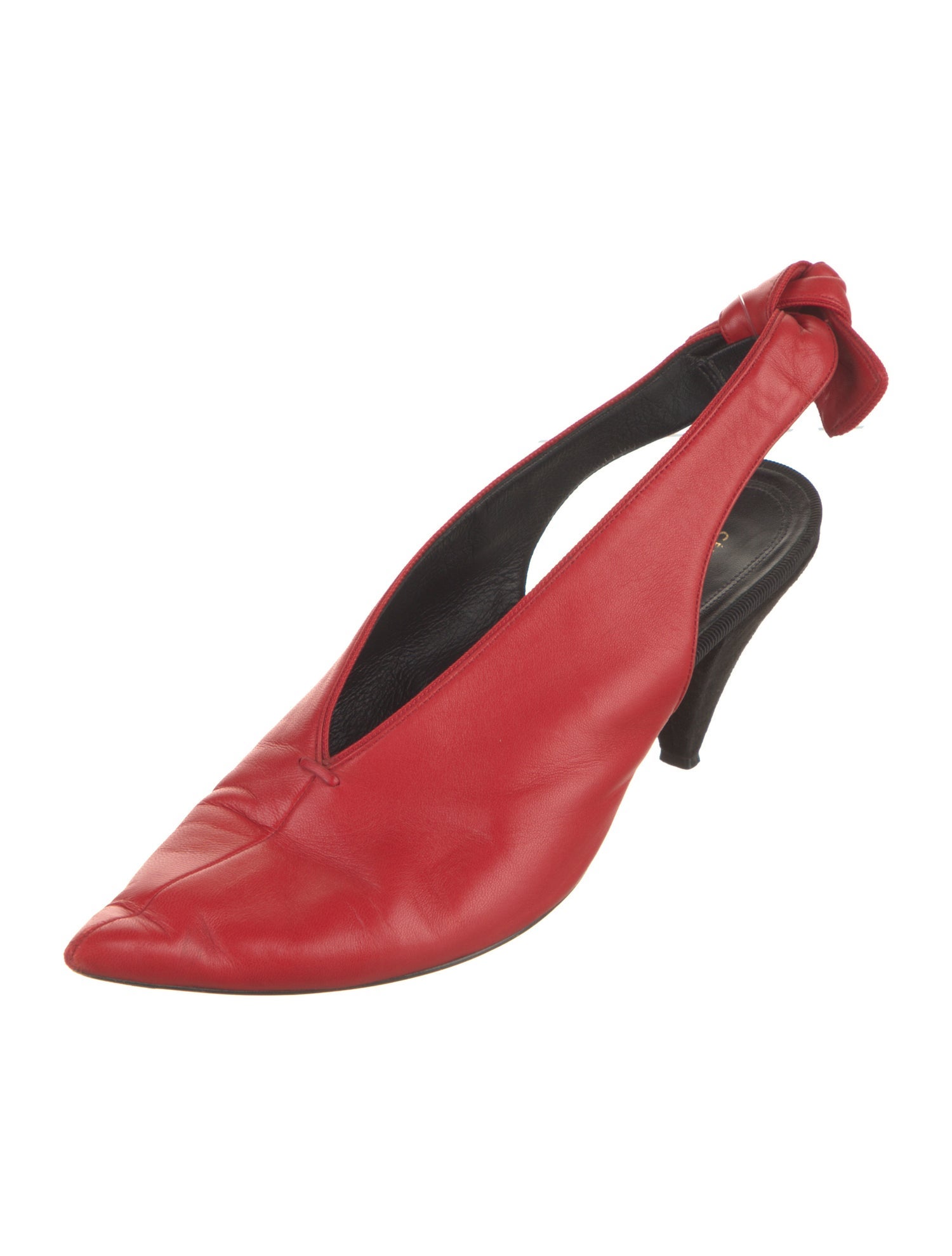 Celine Leather Bow Accents Slingback Pumps