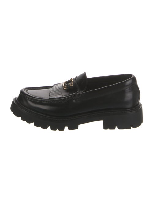 Celine Leather Fringe Trim Accent Loafers