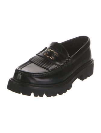 Celine Leather Fringe Trim Accent Loafers