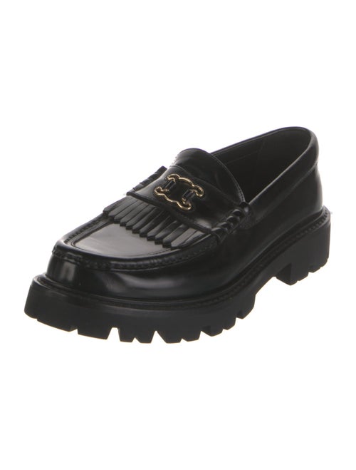 Celine Leather Fringe Trim Accent Loafers