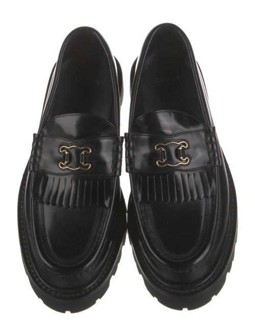 Celine Leather Fringe Trim Accent Loafers