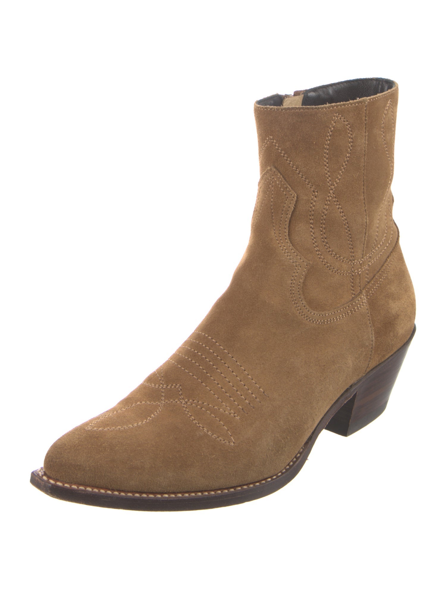 Celine Suede Embroidered Accent Chelsea Boots