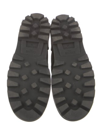 Celine Canvas Embroidered Accent Combat Boots